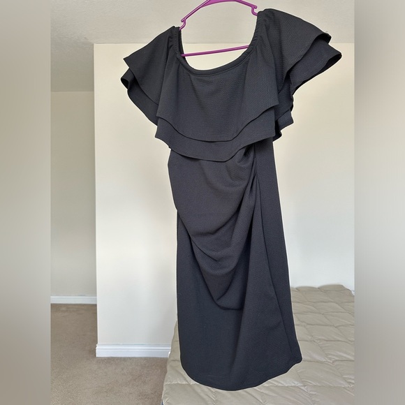 Pink Blush off shoulder little black dress (maternity). - Picture 1 of 4